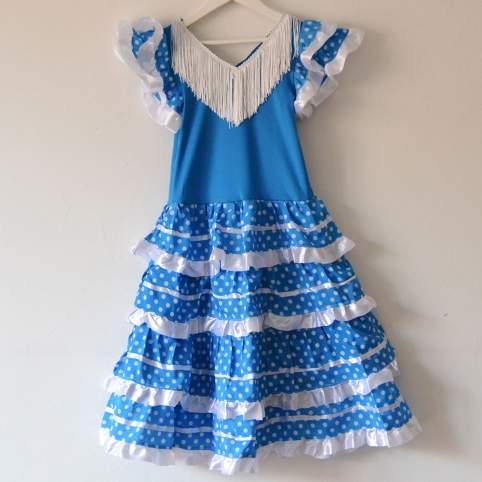 Vestido sevillana o flamenca azul