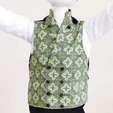 Chaleco Percal Floral Verde para traje baturro o regional para niños y adultos