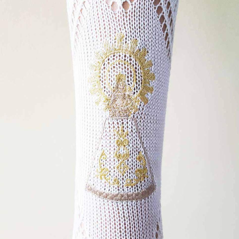 Calcetín traje regional con la Virgen del Pilar bordada para traje baturra