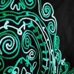 Mantón de lana con bordado cadeneta verde degradado traje de baturra